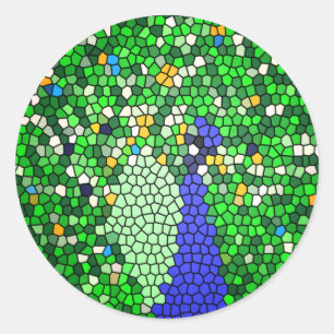 Atemberaubende Pfauenmosaikgeschenke Runder Aufkleber