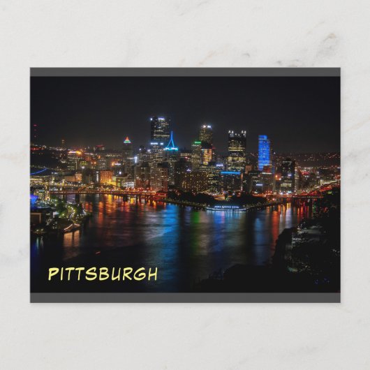 Atemberaubende Pittsburgh Postkartenabendansicht Postkarte (Vorderseite)