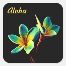 Atemberaubende Plumeria Watercolor-Themenketten Quadratischer Aufkleber