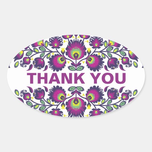 🤩 💜 Atemberaubende polnische Folk Wycinanki Ovaler Aufkleber (Vorderseite)
