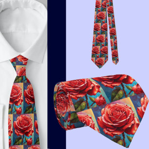 Atemberaubende Regenbogen-Rote Rosen Formal Neckti Krawatte