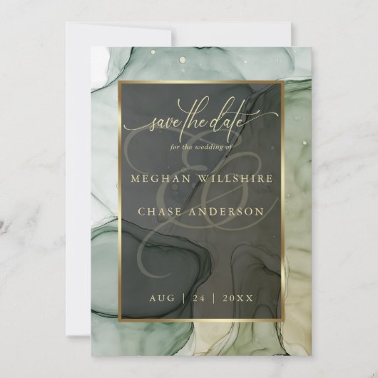 Atemberaubende, reichhaltige Grüntöne flüssiger Ab Einladung (Vorderseite)