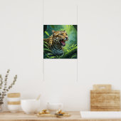 Atemberaubende Roaring Leopard Malerei Wildlife Poster (Küche)