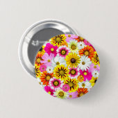 Atemberaubende, rosa gelbe Blütenmuster Button (Vorne & Hinten)