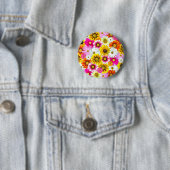 Atemberaubende, rosa gelbe Blütenmuster Button (Beispiel)