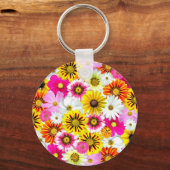 Atemberaubende, rosa gelbe Blütenmuster Schlüsselanhänger (Vorderseite)