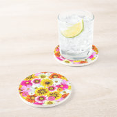 Atemberaubende, rosa gelbe Blütenmuster Untersetzer (Seite)