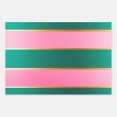 Atemberaubende rosa und grüne moderne Streifen Geschenkpapier Set (Vorderseite)