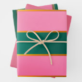 Atemberaubende rosa und grüne moderne Streifen Geschenkpapier Set (Beispiel)
