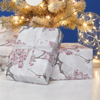 Atemberaubende Rosa- und Silberkirschblüten drucke Geschenkpapier