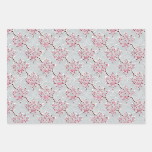 Atemberaubende Rosa- und Silberkirschblüten drucke Geschenkpapier Set (Vorderseite 3)