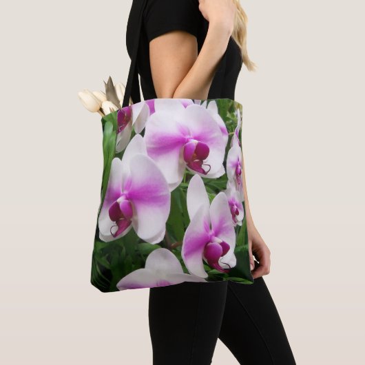 Atemberaubende Rosa und weiße Orchideen Tasche (Von Nahem)
