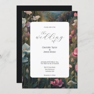 Atemberaubende Rosa und weiße süße Erbse Hochzeit Einladung