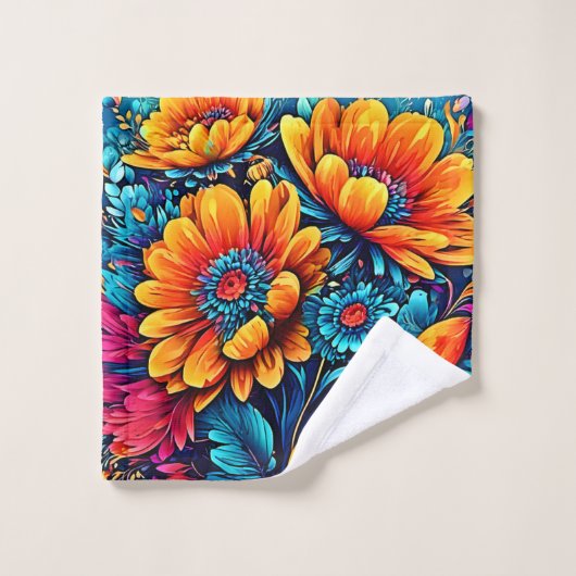 Atemberaubende Rose Blumenfarbe Badhandtuch Set (Waschlappen)