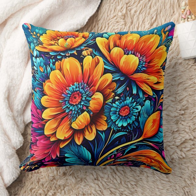 Atemberaubende Rose Blumenfarbe Kissen (Decke)