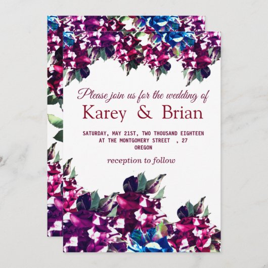 Atemberaubende Rose Blumenzettel Einladung (Vorne/Hinten)