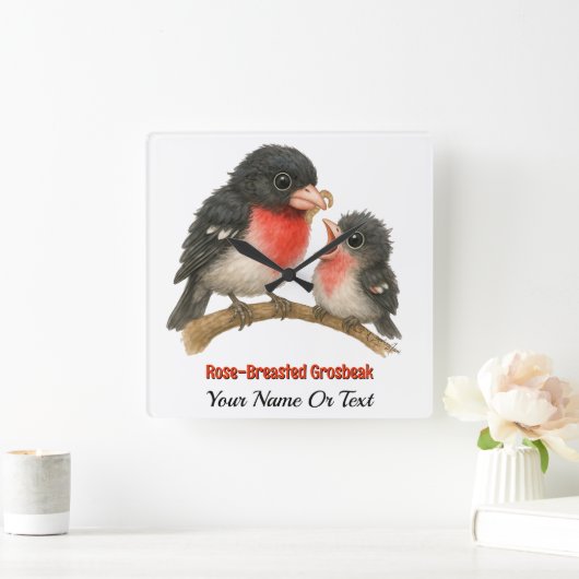 Atemberaubende Rose Brustkorb Quadratische Wanduhr (Zuhause)