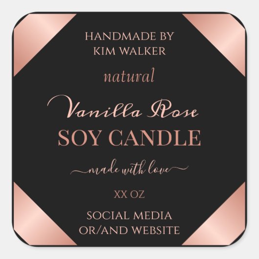 Atemberaubende Rose Gold Black Product Packaging L Quadratischer Aufkleber (Vorderseite)