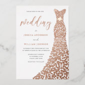Atemberaubende Rose Gold Dress Elegante Hochzeit Folieneinladung (Vorderseite)