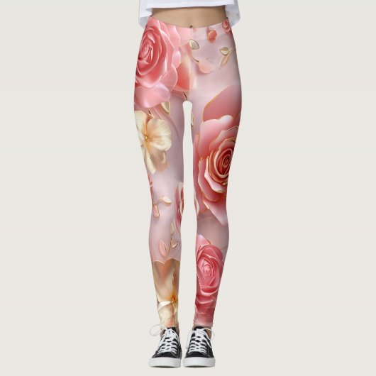 Atemberaubende Rosen Leggings (Vorderseite)