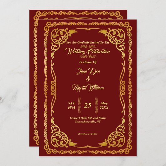 Atemberaubende Rote Hochzeit Einladung (Vorne/Hinten)