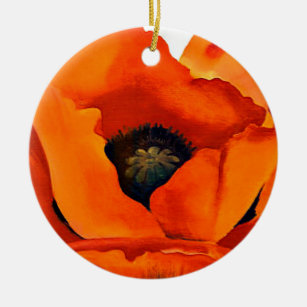 Atemberaubende rote Mohnblumen-Blume 1927 Georgia Keramik Ornament