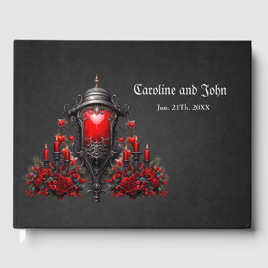 Atemberaubende rote Rosen und Gate-Design. Gästebuch (Vorderseite)