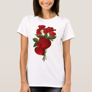 Atemberaubende Rote Rosen und Herzen T-Shirt