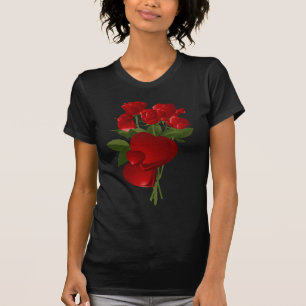 Atemberaubende Rote Rosen und Herzen T-Shirt