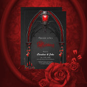 Atemberaubende rote Rosen und Torgestaltung Einladung