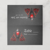 Atemberaubende rote Rosen und Torgestaltung Platzkarte (Außenseite Aufgefaltet)