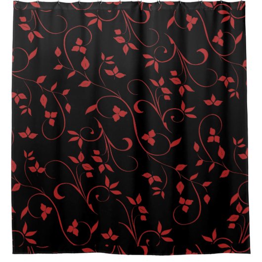 Atemberaubende, rote und schwarze Dekorationsfeder Duschvorhang (Vorderseite)