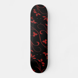 Atemberaubende, rote und schwarze Dekorationsfeder Skateboard