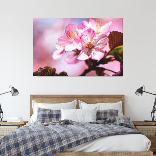 Atemberaubende Sakura-Blume mit rosa Farbtupfern Leinwanddruck (Insitu (Schlafzimmer))