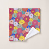 Atemberaubende, schöne farbenfrohe Blume Badhandtuch Set (Waschlappen)
