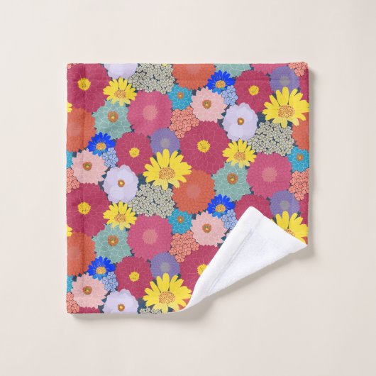 Atemberaubende, schöne farbenfrohe Blume Badhandtuch Set (Waschlappen)