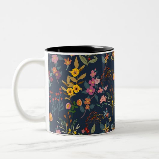Atemberaubende, schöne farbige Wildblume Zweifarbige Tasse (Links)