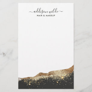 Atemberaubende schwarze und goldene Glitter-Trendy Briefpapier