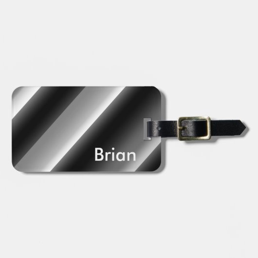 Atemberaubende schwarzweiße diagonale Streifen Gepäckanhänger (Vorderseite horizontal)