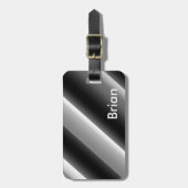 Atemberaubende schwarzweiße diagonale Streifen Gepäckanhänger (Vorderseite vertikal)