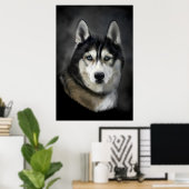 Atemberaubende sibirische Huskymalerei Poster (Heimbüro)