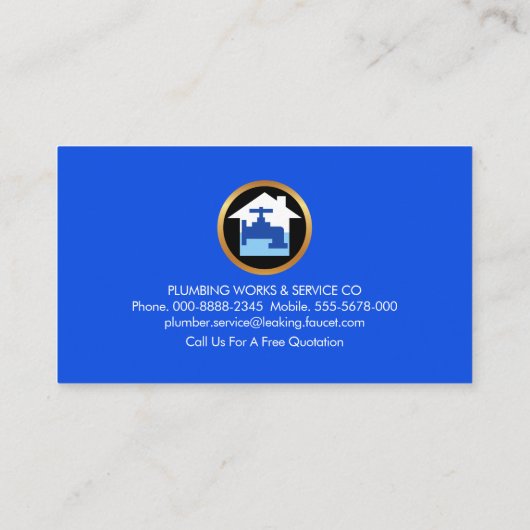 Atemberaubende Silberwasserleitung Visitenkarte (Rückseite)