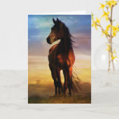 Atemberaubende Silhouette Equine Beileid Karte (Gelbe Blume)