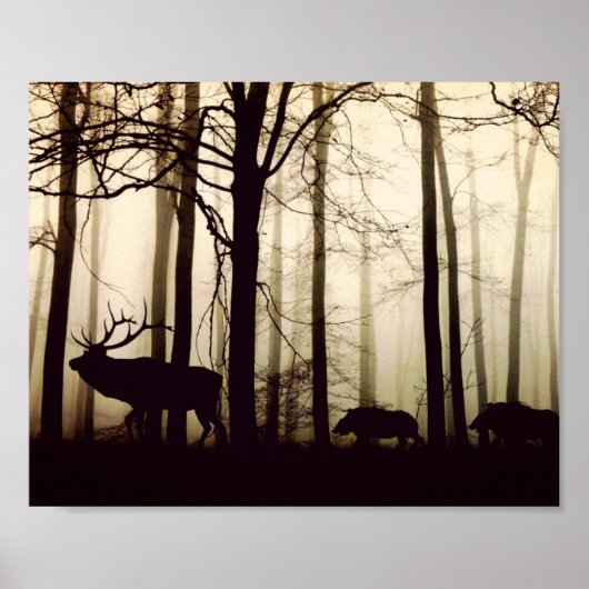 Atemberaubende Silhouette von Jungweibchen, Wildsc Poster (Vorne)