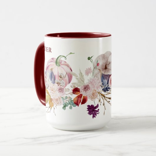 Atemberaubende SISTER-Tasse - Fall Pumpkins Blume Tasse (Vorderseite Links)