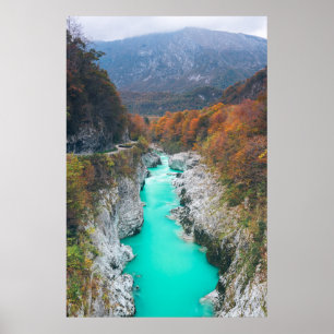 Atemberaubende Soča Napolen-Brücke, Slowenien Poster