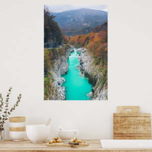 Atemberaubende Soča Napolen-Brücke, Slowenien Poster
