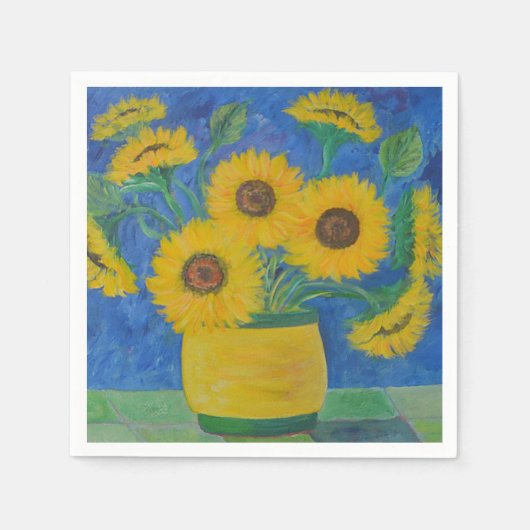 Atemberaubende Sonnenblumenmalerei Serviette (Vorderseite)