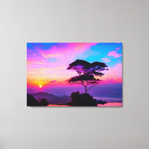 Atemberaubende Sonnenuntergang Landschaft verschnü Leinwanddruck