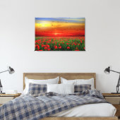 Atemberaubende Sonnenuntergangsvögel über Mohnfeld Leinwanddruck (Insitu (Schlafzimmer))